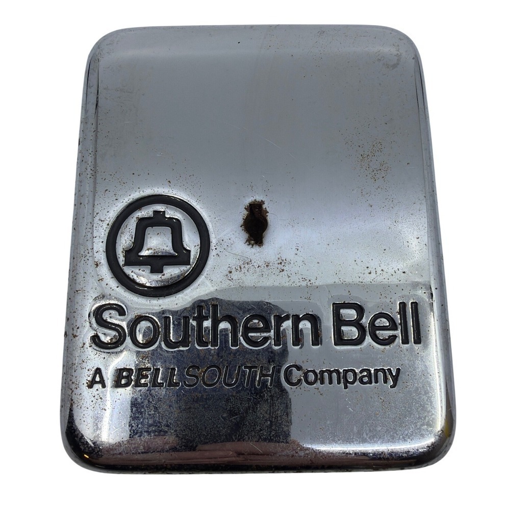 Southern Bell Payphone Vault Door BellSouth Silver Chrome AS/IS PARTS  4.5x5.5
